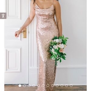 Revelry Skye Sequin Dress - rose gold size 14